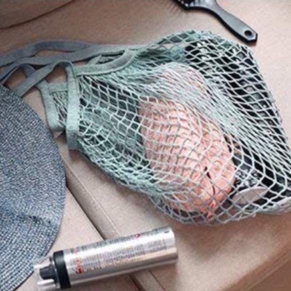 Parisienne Market Cotton Open Net Tote Bag Blue - Picture 4 of 8